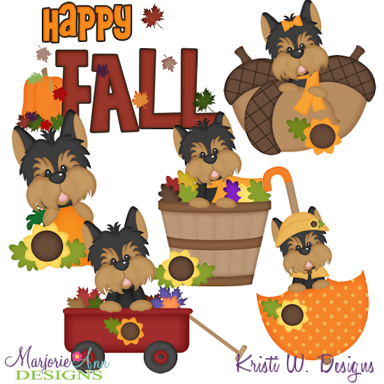 Fall Yorkies SVG Cutting Files + Clipart - Click Image to Close
